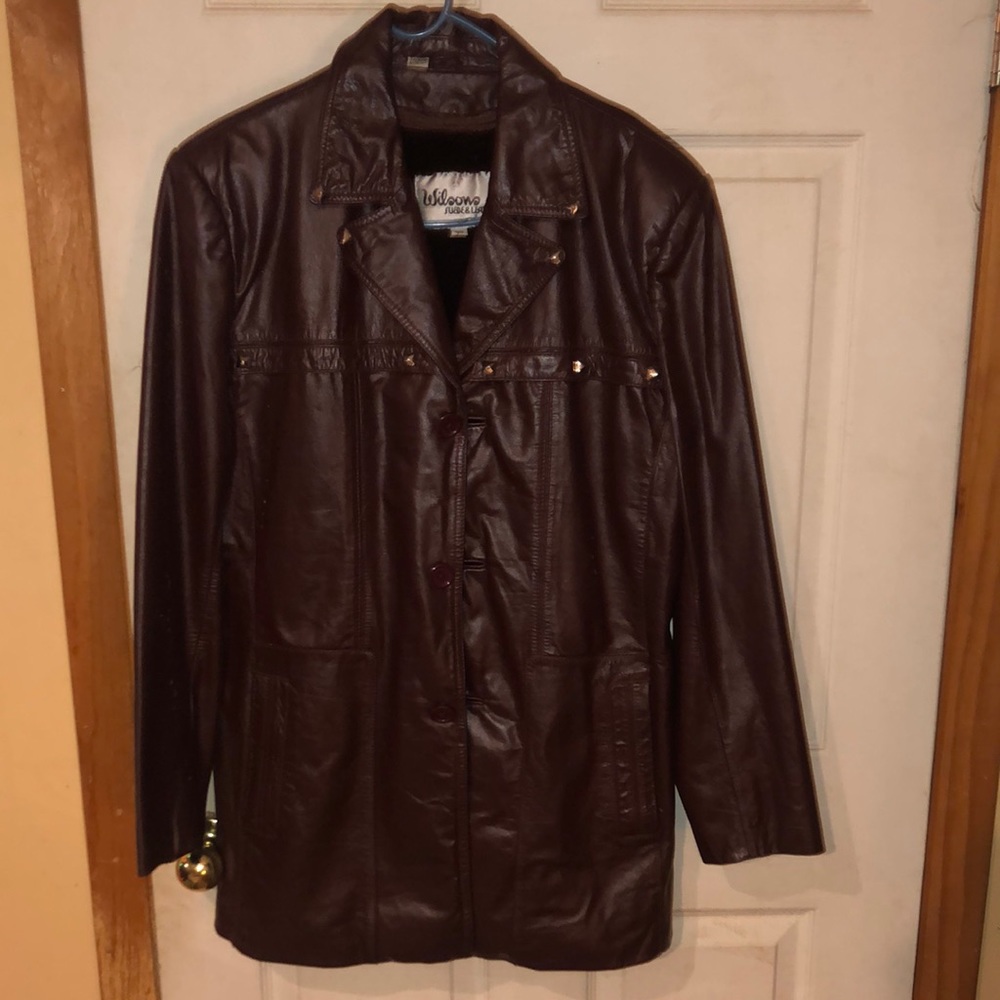 Wilsons vintage leather jacket size 40 color brown with stud detailing